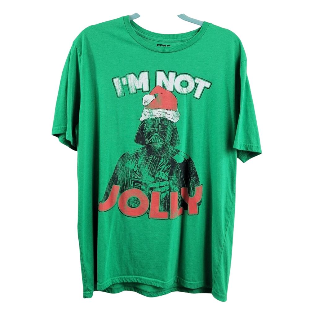 Star Wars Christmas T-Shirt Darth Vader Santa Hat I'm Not Jolly Green XL